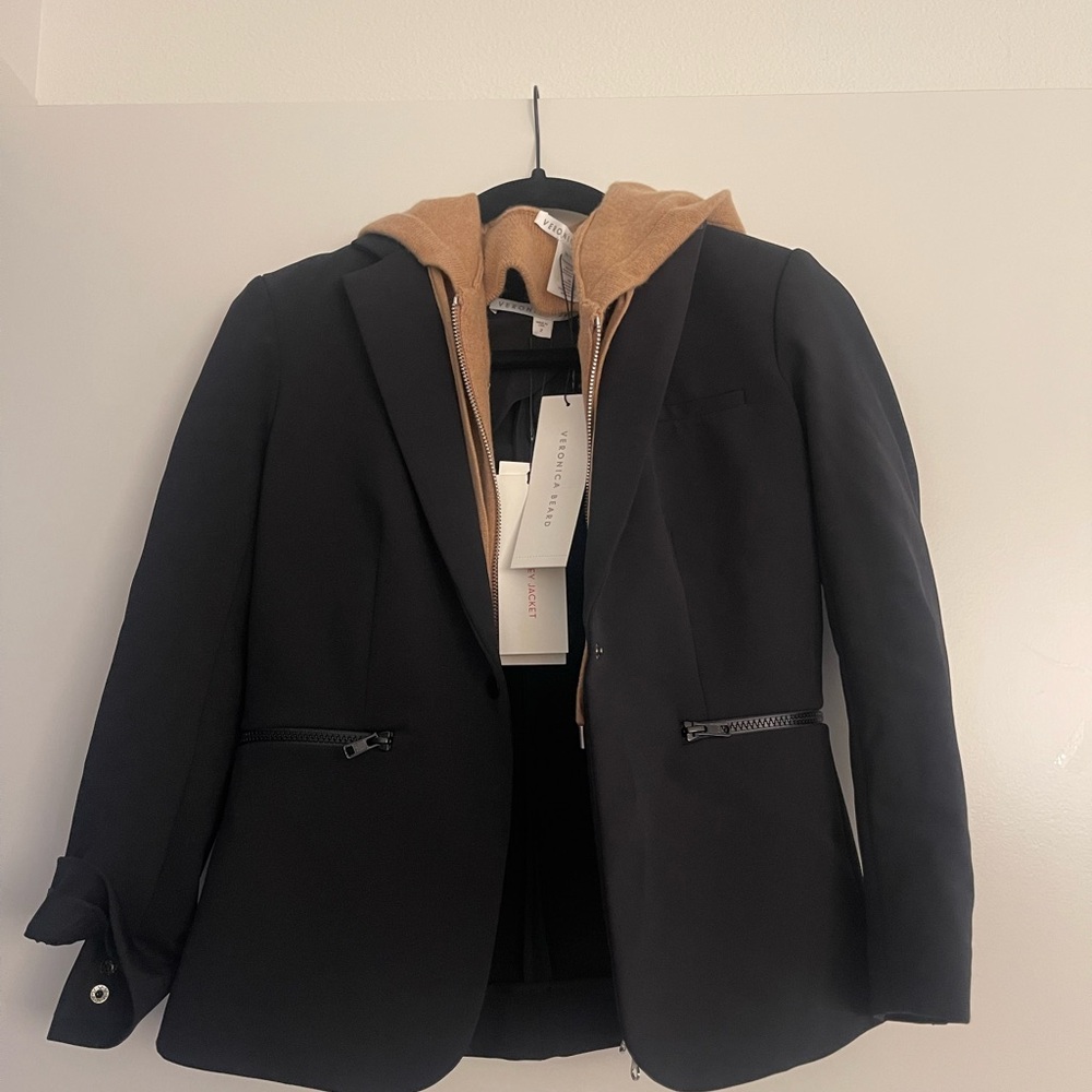 Black Veronica Beard Blazer with detachable Hoodie